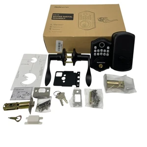 AkaGear DS10 Keyless Entry Door Lock w/ Levers Fingerprint Matte Black #OBM4136 - Picture 1 of 12