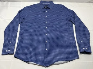 BUGATCHI OoohCotton 8-Way Stretch Blue Long Sleeve Button Front Shirt Size XL - Picture 1 of 9