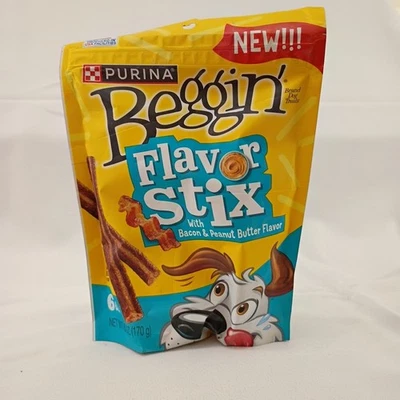 Purina Dog Treats Beggin Bacon & Peanut Butter Flavored Stix 6 oz Exp Aug 2025🐾 - Image 1 of 3