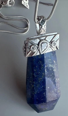 Silpada Sterling Silver Lapis Lazuli Crystals Large Pendant  Snake Chai Necklace - Image 1 of 4
