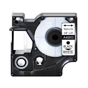 1×Noir sur Blanc Ruban Étiquettes pour Dymo D1 40913 LabelManager 100 9mm - Zdjęcie 1 z 5