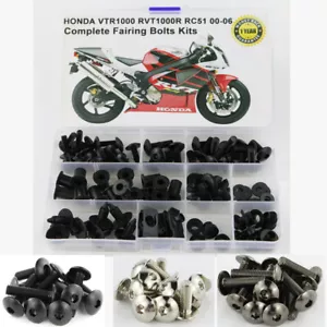 Fit For Honda 00-06 VTR1000 RVT1000R RC51 Steel Complete Fairing Bolt Kit Screws - Picture 1 of 17