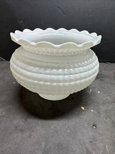 VINTAGE White Hobnail Glass Lamp Shade with Crimp Top 3 Inch Fitter - Picture 1 of 18