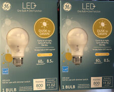 2 GE LED Light Bulbs A19 Soft White Dusk to Dawn lamp 8.5w watts 800 lumens