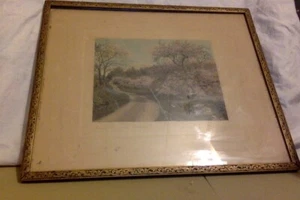 Framed Color Lithograph. Decked As A Bride Signed Wallace Nutting. 7 1/2 x 9 1/2 - Picture 1 of 4