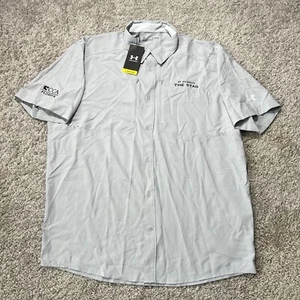 NWT Mens Under Armour Button Up UPF 50 Fishing Shirt Outdoor Polo Zip Pockets L - Picture 1 of 6