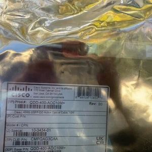 New Genuine Cisco QDD-400-AOC10M With Hologram 10-3434-01 - Photo 1/2