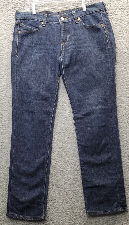 Pantalones de mezclilla The Diva para mujer talla 8 azul elástico tiro medio frente plano pierna recta Foto 1 de 4