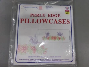 Jack Dempsey #31 White Stamped Pillowcases With Perle Edge 2 Pack ~ BIRDS - Picture 1 of 1