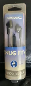 Magnavox MHP4820m-Snug Fit, Smooth Bass Black Earbuds - Black- with Microphone - Picture 1 of 2