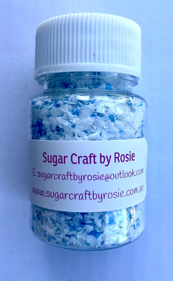 30g Tub Blue White Edible Cake Glitter Frozen Sparkles Cupcake, Snow Winter Cake - Image 1 of 1