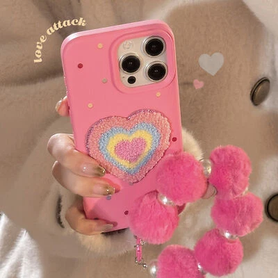 LOVE Pattern Stand Case For Apple 16 Pro Max 15 14 13 12 11 Shockproof Fluffy - Image 1 of 4