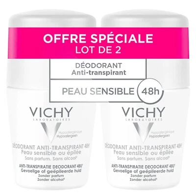 VICHY Desodorante Antitranspirante 48H Piel Sensible Roll On 50 ml [PAQUETE DE 2] Foto 1 de 2