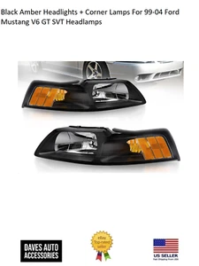 Conjunto de faros con juego de lámparas de esquina carcasa negra para Ford Mustang 99-04 - Imagen 1 de 6