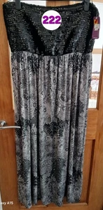 Inspire Silver/Grey Long Length Strapless Dress 24, Stretchy Shirred Sequin Top - Picture 1 of 9