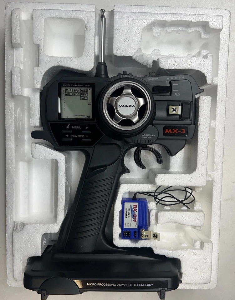 Sanwa Airtronics MX-3 RC Car Radio Control AMTransmitter CH34 29.965mhz - Used - image 1 of 4