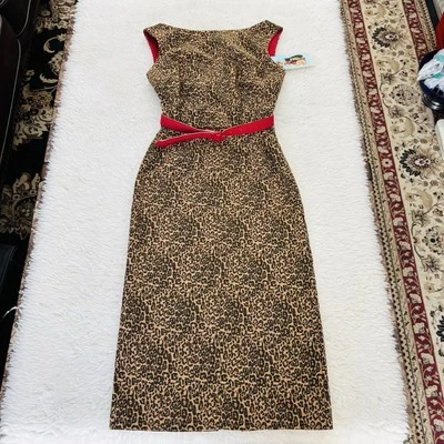 Vestido Bettie Page by Tatyana Leopardo Estampado Lápiz Midi Talla XS NUEVO CON ETIQUETAS Foto 1 de 4