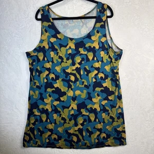 LOGO by Lori Goldstein Women's Dress Sz 2x Liquid Knit Rayon Spandex Tank Camo - Picture 1 of 9