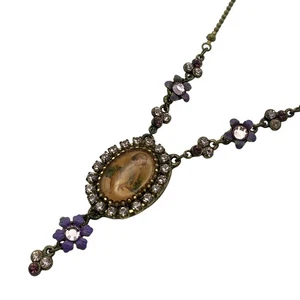 Auth Michal Negrin - Bronze Pink Multi Hardware Color Stone Glass Necklace - Picture 1 of 4