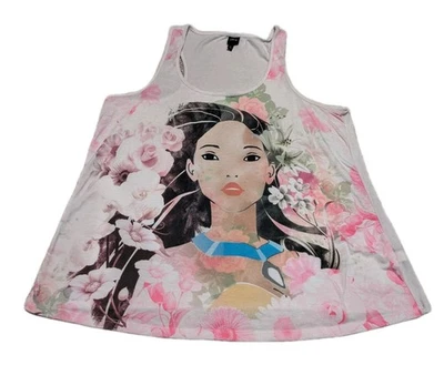 Vintage Disney Pocahontas Tank Top Pastel Floral Colors Pink Made in USA Size 0  - Image 1 of 4