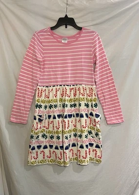 Vestido Hanna Andersson Niñas Talla 10 140 cm Bastón de Caramelo Rayas Manga Larga Foto 1 de 4