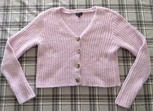 Art Class Girls Pink Cropped Button Front Sweater Long Sleeve Size XL (14/16) - Picture 1 of 9