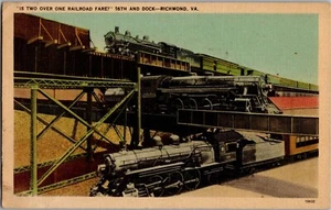 Richmond, Virginia Sedicesimo & Dock ferrovia treni merci cartolina d'epoca 718 - Foto 1 di 2