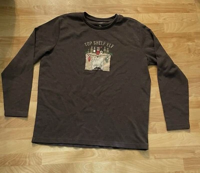 G.H Bass Christmas Top Shelf Elf Brown Long Sleeved Waffle Style Shirt 2XL - Image 1 of 4