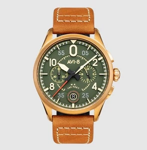 AVI-8 Spitfire Bronze Green Dial Chronograph Quartz AV-4089-02 Men's Watch - Picture 1 of 7