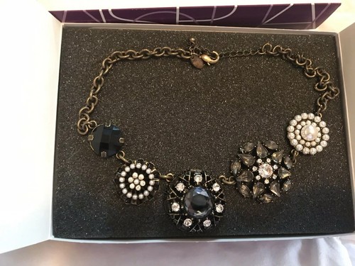 Collier Ancien Lia Sophia Curio En Or 17-20 - Cristal Taillé Et Résine - Bijou Vintage Occasion