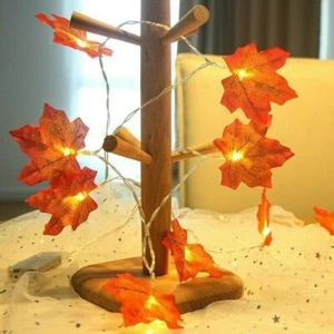 118 IN 20LED Maple Leaves String Lights Garland Decoration Flash Lamp Indoor - Picture 1 of 9