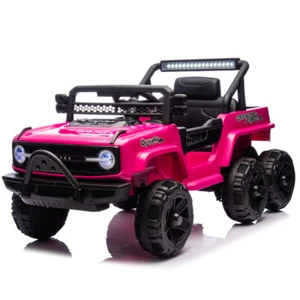 12V Kids Electric Car with Parent Remote Control 6 Wheels Truck Toy LED Music - Picture 1 of 16