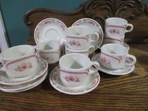Restaurant Ware American Rose Chardon Rose Cups & Saucers Homer Laughlin 8 sets - Picture 1 of 4