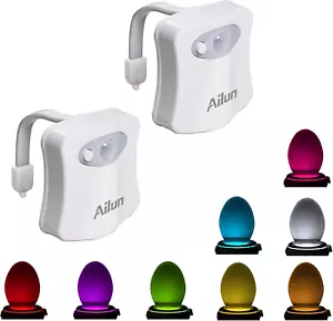 Toilet Night Light 2Pack by Motion Sensor Activated LED Light 8 Colors Changing - Picture 1 of 7