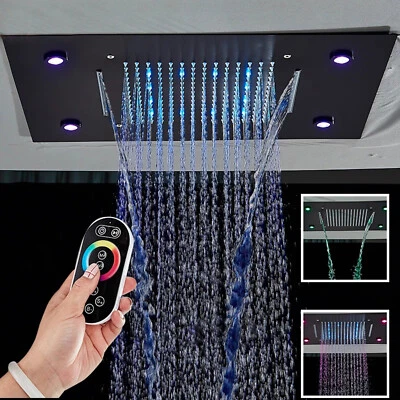 Color changing LED Rain&Waterfall Shower Head  with Remote Control Ceiling Mount - Image 1 of 4