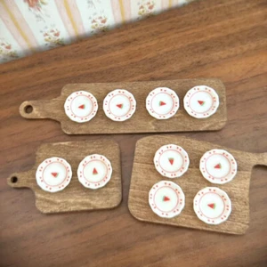 1Set Dolls House Miniatures Kitchen 1:24 Scale Wooden Tray Resin Plates Dish Set - Picture 1 of 7