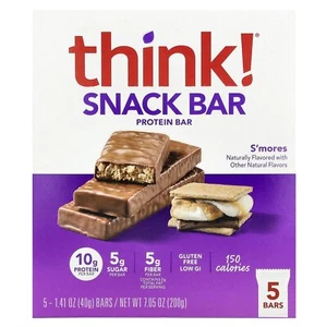 Snack Protein Bar, S'Mores, 5 Bars, 1.41 oz (40 g) Each - Picture 1 of 3
