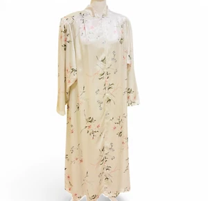 Vintage Christian Dior Lounge Wear Satin Floral Nightgown - Long Sleepwear - Picture 1 of 13