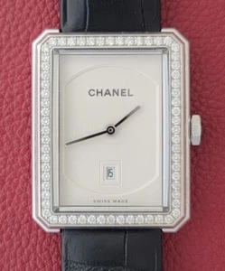 Authentic CHANEL BOY FRIEND 18K WHITE GOLD Diamond-Set Watch Ref: H4470 - Picture 1 of 11