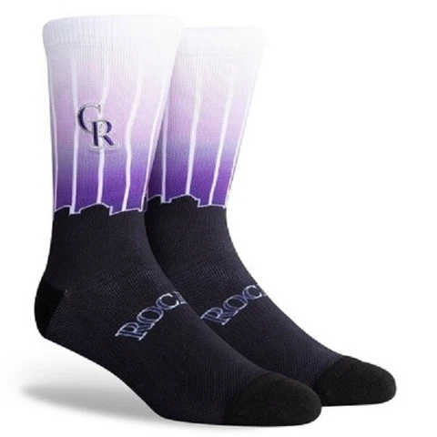 NEW! Colorado Rockies Skyline Sky Crew Socks Mens Large Fits Size 6-12 MLB Cover