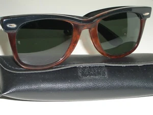 VINTAGE B&L RAY BAN TORT/BLACK TRIM STREET NEAT G15 CRYSTAL WAYFARERS SUNGLASSES - Picture 1 of 11