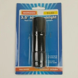 GORDON 3.5" MINI FLASHLIGHT SUPER-BRIGHT 9 LED BULB 65020 EASY PUSH BUTTON - Picture 1 of 4