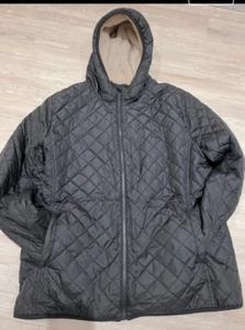 UNIQLO WOMENS sz: XL better for L - BLACK HOODED FLEECE LINED JACKET COAT - Picture 1 of 6