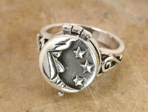 IMPRESIONANTE ANILLO VENENO LUNA n ESTRELLA PLATA ESTERLINA talla 6 estilo # r0737 - Imagen 1 de 1
