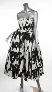 Vestido ALEXANDER MCQUEEN 2022 Sin Mangas BUSTIER GRAFFITI Estampado US6 - Imagen 1 de 4