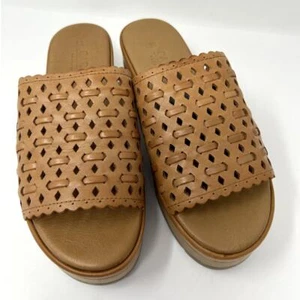 Sandalias de tacón de cuña para mujer CARMELA zapatos camel, talla EE. UU. 7,5-8 Europa 38 cuero - Imagen 1 de 7