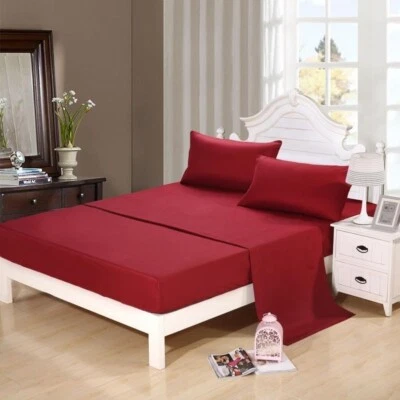 BEST BEDDING COLLECTION 100%Cotton 400 TC Twin/Full/Queen/Cal/King BurgundySolid - Image 1 of 4