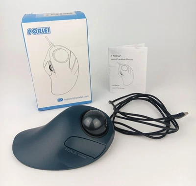 PORLEI USB Wired Trackball Thumb Drive Mouse Model (TM552) Black Ball - Image 1 of 4