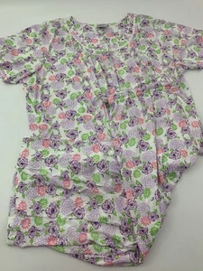 Cozee Corner Women's 4X Sleepwear 2 Pc Pajama PJ Set Poly Cotton Purple Floral - Picture 1 of 12