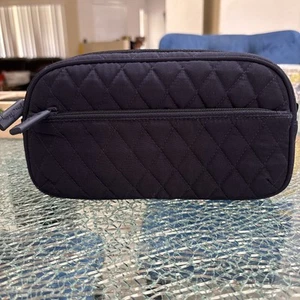 Vera Bradley Cosmetic Make Up Bag Solid Navy Blue Quilted 9x5x2" Zippered New - Picture 1 of 5